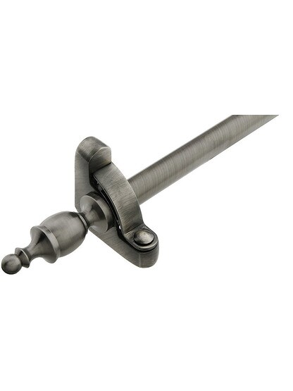 28 1/2 inch Heritage Crown Tip Stair Rod - 1/2 inch Diameter Brass With Standard Brackets in Antique Pewter.
